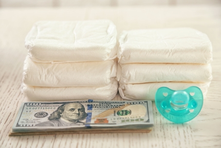 Diapers and Money Showing Child Support